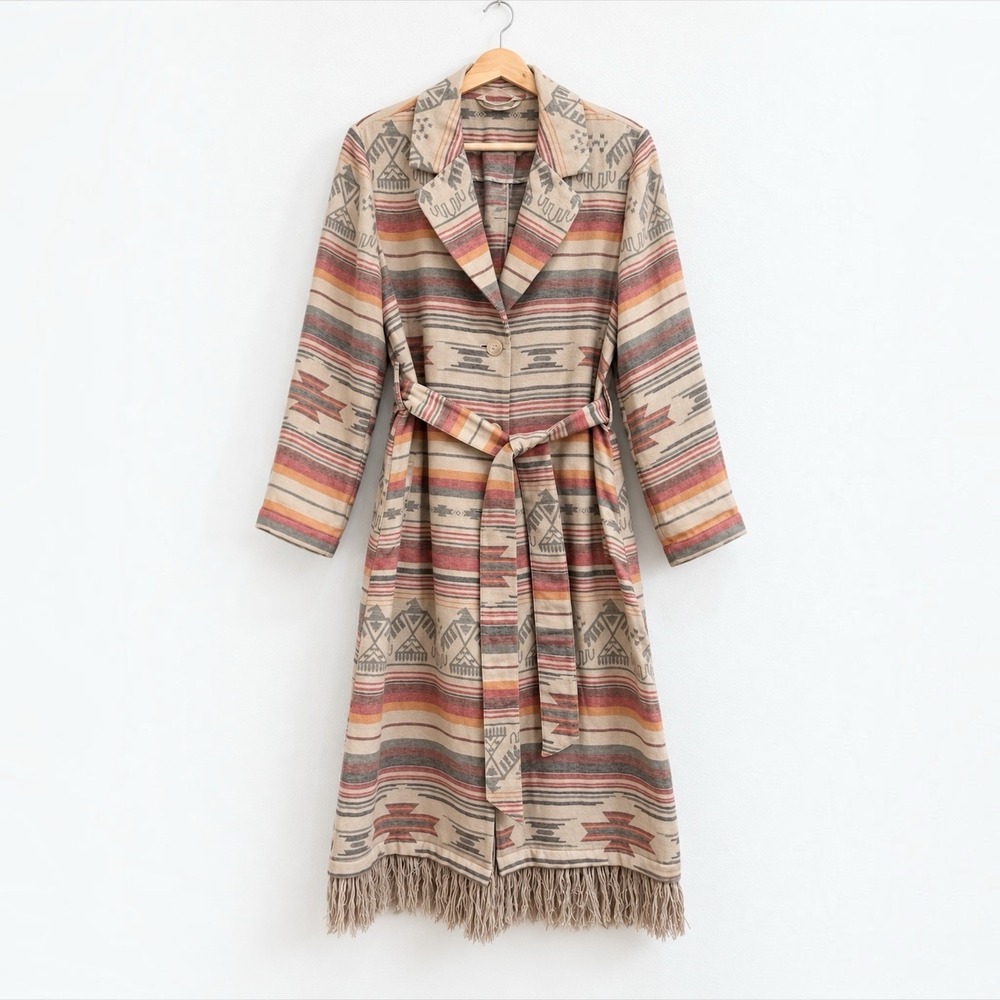 Soft Surroundings Southwest Long Belted Duster Coat Small